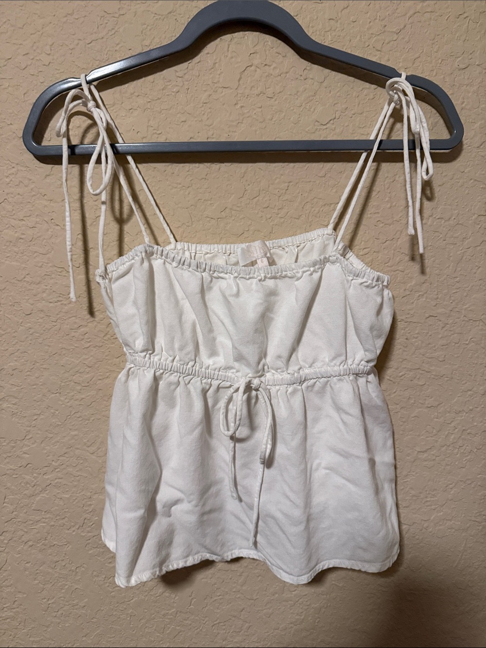 Billy J Women's White Tie-Shoulder Drawstring Camisole